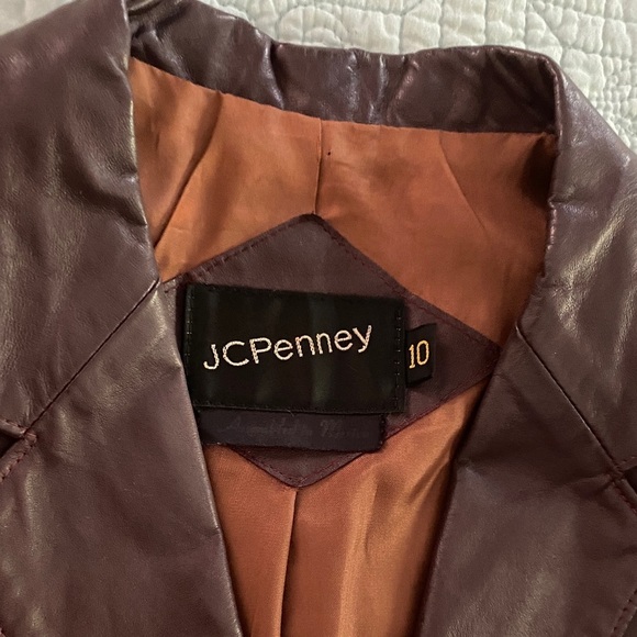 JCPenney Rich Brown Leather Blazer - Picture 2 of 4